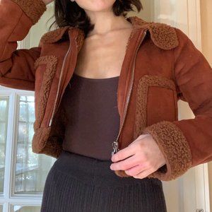 ASOS Nutmeg Suede + Sherpa Cropped Jacket